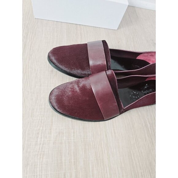 Vince Mason Burgundy Red Calf Hair Leather Slip On Loafer Flats Shoes Size 10 - Picture 4 of 9